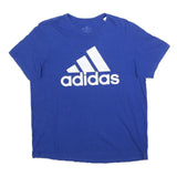 ADIDAS Mens Blue Cotton Blend T-Shirt XL Short Sleeve Crew Neck Logo Graphic