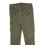 AMADO Mens Cotton Blend Olive Slim Cargo Trousers W32 L30 Zip Pockets Casual