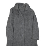 Womens Grey Wool Button Closure Classic Jacket S Woven Plain Stylish Warm