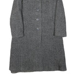 Womens Grey Wool Button Closure Classic Jacket S Woven Plain Stylish Warm