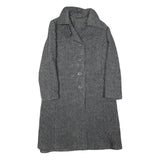 Womens Grey Wool Button Closure Classic Jacket S Woven Plain Stylish Warm