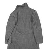 Womens Grey Wool Button Closure Classic Jacket S Woven Plain Stylish Warm