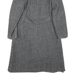 Womens Grey Wool Button Closure Classic Jacket S Woven Plain Stylish Warm