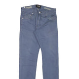 COVERI Mens Cotton Blend Blue Slim Straight Trousers W29 L31 Casual Zip