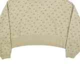 NIKE Womens Beige Cotton Blend Sweatshirt M Crew Neck Long Sleeve Comfortable