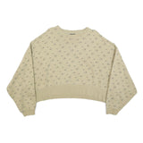NIKE Womens Beige Cotton Blend Sweatshirt M Crew Neck Long Sleeve Comfortable