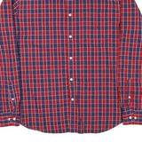 NAUTICA Mens Red & Blue Checked Cotton Blend Shirt L Classic Fit Long Sleeve