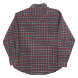 TOMMY HILFIGER Mens Red & Navy Check Shirt XL Button-Down Long Sleeve Cotton