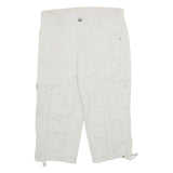 STYLE & CO Womens White Casual Cotton Blend Cargo Shorts UK 12 W30 Button