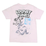 LOONEY TUNES Mens White Blue Graphic T-Shirt M Short Sleeve Crew Neck Cartoon