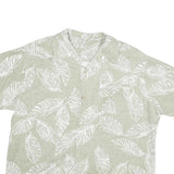 COOFANDY Mens Green & White Leaf Print Shirt XL Casual Summer Short Sleeve