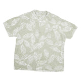 COOFANDY Mens Green & White Leaf Print Shirt XL Casual Summer Short Sleeve