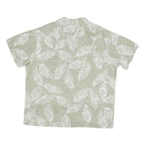 COOFANDY Mens Green & White Leaf Print Shirt XL Casual Summer Short Sleeve