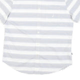 NAUTICA Mens White & Grey Stripe Cotton Blend Short Sleeve Shirt M Classic Fit