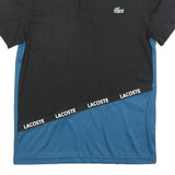 LACOSTE Mens Black & Blue Sport Polo Shirt XS Polyester Blend Ultra Dry
