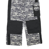 Mens Cotton Blend Grey Camouflage Black Panel Relaxed Cargo Trousers W35 L26