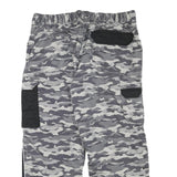 Mens Cotton Blend Grey Camouflage Black Panel Relaxed Cargo Trousers W35 L26