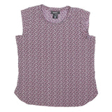 DKNY Womens Purple Printed Sleeveless Round Neck Top Size S Stylish Comfortable