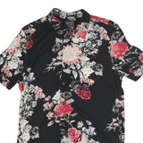 GUESS Mens Black Floral Pattern Shirt M Polyester Summer Casual
