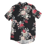 GUESS Mens Black Floral Pattern Shirt M Polyester Summer Casual