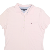 TOMMY HILFIGER Womens Pink Short Sleeve Polo Shirt L Cotton Blend Logo