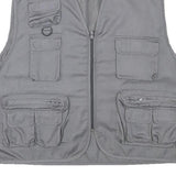CHALET Mens Grey Utility Jacket L Polyester Blend Plain Zip Pockets Vest Style