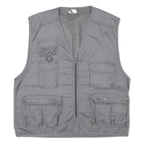 CHALET Mens Grey Utility Jacket L Polyester Blend Plain Zip Pockets Vest Style