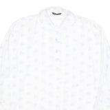 JANTZEN TAILOR Mens White & Light Blue Patterned Cotton Shirt L Button Long