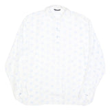 JANTZEN TAILOR Mens White & Light Blue Patterned Cotton Shirt L Button Long
