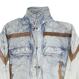 URBAN EQUIPMENT Mens Blue Denim Style Jacket L Cotton Blend Zip Patterned