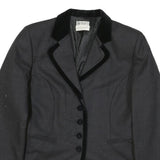 WALKER & JIMMY Womens Black Wool Tailored Jacket S Velvet Trim Button Closure