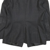 WALKER & JIMMY Womens Black Wool Tailored Jacket S Velvet Trim Button Closure