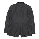 WALKER & JIMMY Womens Black Wool Tailored Jacket S Velvet Trim Button Closure