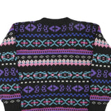 BRASS PLUM Mens Black Patterned Wool Jumper Crew Neck Chunky Knit M Winter