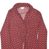 EMBER Womens Red Printed Shirt Long Sleeve Collared M Button Closure Stylish