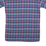 Mens Blue & Purple Check Cotton Shirt M Short Sleeve Button Pocket Casual