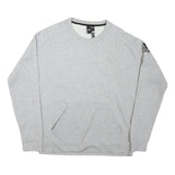 ADIDAS Mens Grey Cotton Blend Crew Neck Sweatshirt M Logo Sleeve Pocket Casual