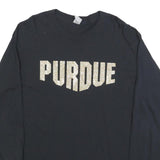 GILDAN Womens Black Purdue Long Sleeve Crew Neck Cotton Blend T-Shirt L