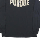 GILDAN Womens Black Purdue Long Sleeve Crew Neck Cotton Blend T-Shirt L