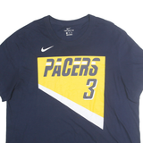NIKE Mens Blue Yellow Pacers Graphic T-Shirt 2XL Short Sleeve Crew Neck