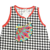 NADINE Womens Black & White Checked Printed Sleeveless Round Neck Top S