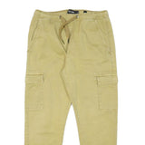 INDICODE JEANS Mens Slim Beige Cargo Trousers W28 L26 Drawstring Cotton Blend