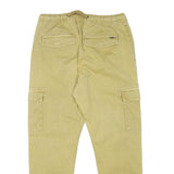 INDICODE JEANS Mens Slim Beige Cargo Trousers W28 L26 Drawstring Cotton Blend