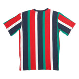 KARL KANI Mens Red & Green Striped Graphic T-Shirt S Short Sleeve Crew Neck