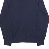 TOMMY HILFIGER Mens Blue Plain Full Zip Crew Neck Basic Knit M Cotton Jumper