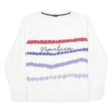 NAUTICA Womens White Crew Neck XL Sweatshirt Cotton Blend Casual Pullover