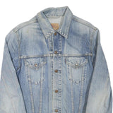 LEVI'S Mens Blue Cotton Blend Denim Jacket L Button Closure Classic Fit Casual