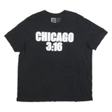 WWE Mens Black Chicago 3:16 Graphic T-Shirt 2XL Short Sleeve Crew Neck Skull