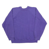 Womens Purple Sweatshirt Crew Neck L Plain Cotton Blend Comfy Casual Pullover