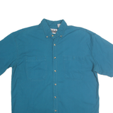 KEY ELEMENTS Mens Blue Cotton Shirt L Button-Down Short Sleeve Casual Summer